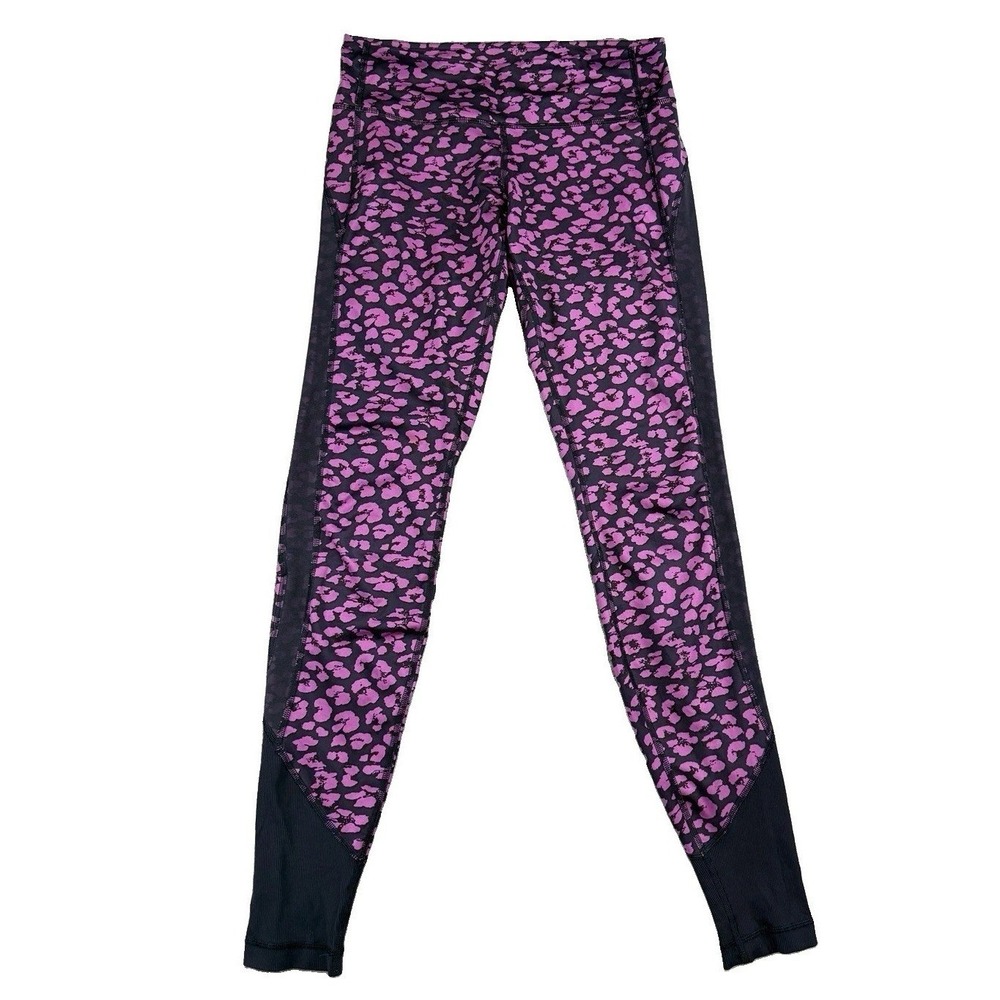 Lululemon Leggings Purple Cheetah Drop It Like Its Hot Size 6 Comfort Gym